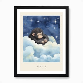 Baby Gorilla 1 Sleeping In The Clouds Nursery Poster Art Print