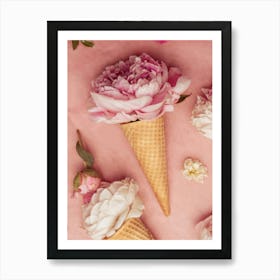 Scoop of Blooms Ice Cream Cone Art Print