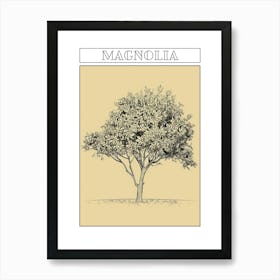 Magnolia Tree Minimalistic Drawing 2 Poster Art Print