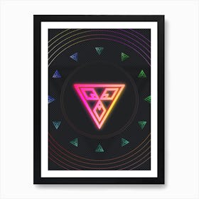 Neon Geometric Glyph in Pink and Yellow Circle Array on Black n.0264 Art Print