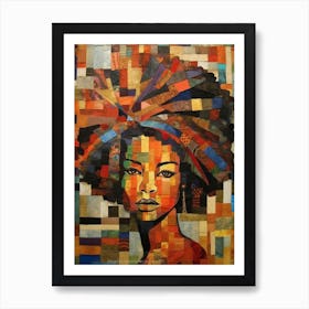 Afro Patchwork Portrait 5 Art Print