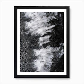 Black And White Water Cascade Art Print