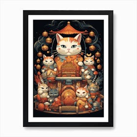 Fortune Cat Detailed Illustration 4 Art Print