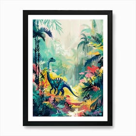 Dinosaur In The Tropical Landscape Painting 2 Art Print