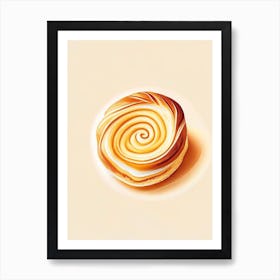 Danish Pastry Dessert Retro Minimal 2 Flower Art Print