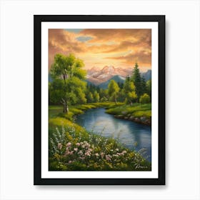 Sunset By The River 3 Art Print