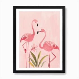 Chilean Flamingo Orchids Minimalist Illustration 2 Art Print