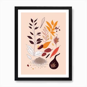 Cloves Spices And Herbs Minimal Line Drawing 1 Art Print