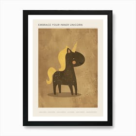 Muted Pastels Mustard Unicorn Kids Storybook Style 2 Poster Poster