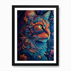 Psychedelic Cat 4 Art Print