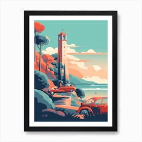 A Hammer In The French Riviera Car Illustration 1 Art Print