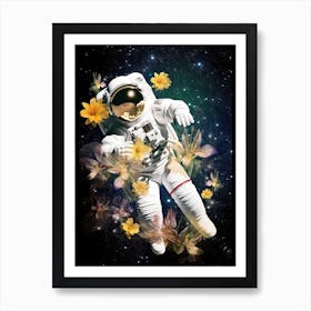 Astronaut With A Bouquet Of Flowers 5 Art Print