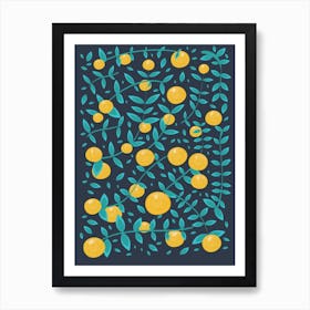 Lemons And Leaves Art Print