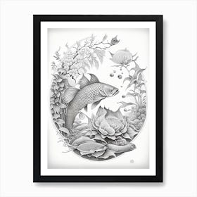 Karashigoi Koi 1, Fish Haeckel Style Illustastration Art Print