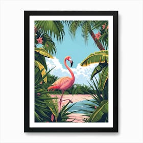 Greater Flamingo Portugal Tropical Illustration 1 Art Print