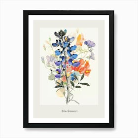 Bluebonnet Collage Flower Bouquet Poster Art Print