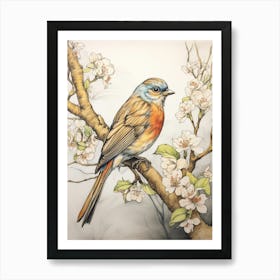 Storybook Animal Watercolour Robin 2 Art Print