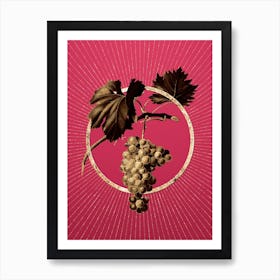 Gold Grape Vine Glitter Ring Botanical Art on Viva Magenta n.0156 Art Print