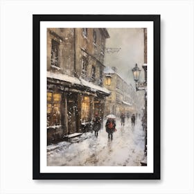 Vintage Winter Painting Krakow Poland Art Print