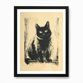 Birman Linocut Blockprint 4 Art Print