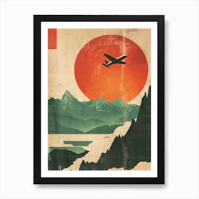 Japan Mountain Airplane Travel Art Print