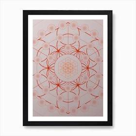 Geometric Abstract Glyph Circle Array in Tomato Red n.0055 Art Print
