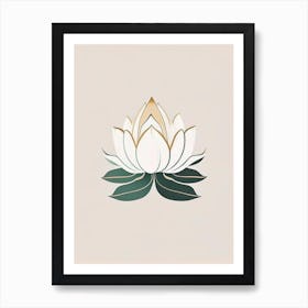 Blooming Lotus Flower In Lake Retro Minimal 4 Art Print