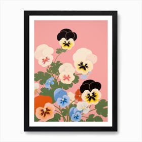 Pansies Flower Big Bold Illustration 4 Art Print