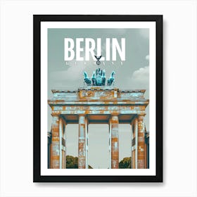 Retro Berlin: Brandenburg Gate Travel Poster Art Print