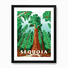 Sequoia National Park Vintage Travel Poster Art Print