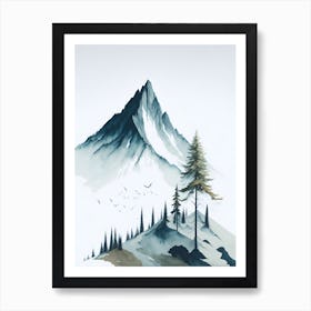 Mountain And Forest In Minimalist Watercolor Vertical Composition 278 Art Print