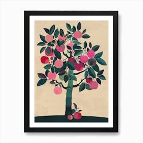 Apple Tree Colourful Illustration 3 Art Print