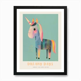 Rainbow Pastel Unicorn Storybook Style 4 Poster Art Print