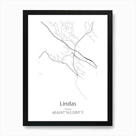 Lindas,Norway Minimalist Map Art Print