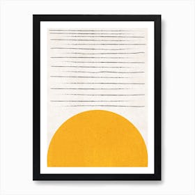 Sun Lines Mustard Abstract Art Print