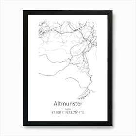 Altmunster,Austria Minimalist Map Art Print