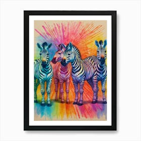 Rainbow Zebras Art Print