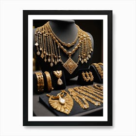 Gold Jewelry On Display Art Print