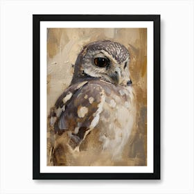 Collared Scops Owl Painting 1 Art Print