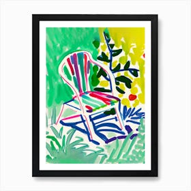 Outdoor Chair Colourful Drawing Art Print