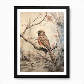 Storybook Animal Watercolour Robin 4 Art Print