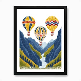 Hot Air Balloons In The Mountains Poster