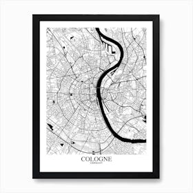 Cologne White Black Art Print