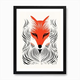 Red Fox Linocut Illustration 3 Art Print