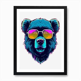 Neon party bear Art Print