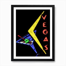 Las Vegas Cocktail Neon Sign Art Print