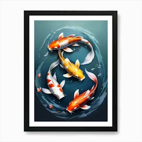 Koi Fish Yin Yang Painting (17) Art Print