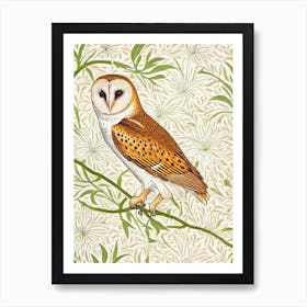 Barn Owl William Morris Style Bird Art Print
