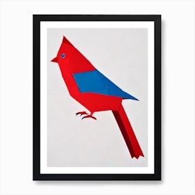 Northern Cardinal Origami Bird Art Print