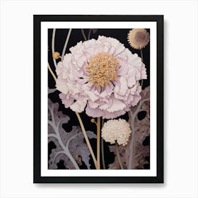 Flower Illustration Scabiosa 1 Art Print